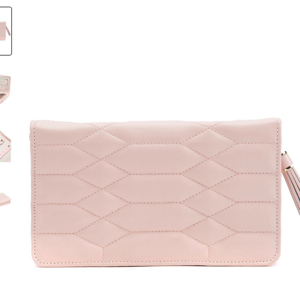NEW WOLF 1834 Caroline Jewelry Pouch Quilted Rose Quartz